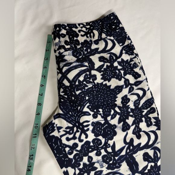 ANN TAYLOR-LOFT Navy and beige floral Marisa linen blend Pants size 6 - Picture 14 of 15